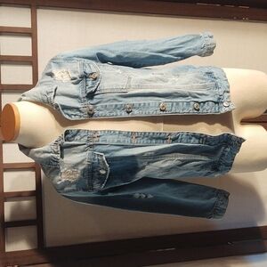 Zara Girls Casual Collectin Distressd Jean Jacket Sz 11/12